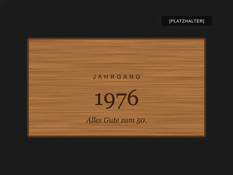 Holzschild mit Gravur „Jahrgang 1976 – Alles Gute zum 50.“
